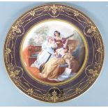 Vienna cabinet plate with decoration of 19thC female musicians, signed F Cole, diameter 27cm