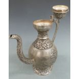 Eastern white metal ewer, H35cm