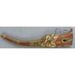Oriental copper and brass hunting horn, L42.5cm