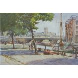 Frank Shipsides (Bristol Savages) signed limited edition prints 'Bristol Bridge' and Waterfront',