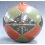 Emmanual Maldonado signed geometric spherical vase, H22, diameter 22cm