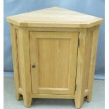 Contemporary light oak corner cupboard, W74 x H79cm