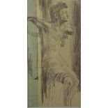 Edward Payne (1906-1991) charcoal study of Christ on the cross, for a stained glass window, signed