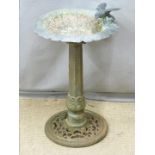 Cast iron bird bath, diameter 35, H58cm with bird finial