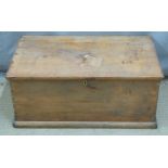 19thC pine blanket box, W87 x D51 x H37cm