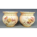 Pair of Royal Worcester blush ivory vases, H8.5cm