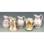 Two Royal Doulton Seriesware jugs including The Gallant Fishers together with three Victorian relief