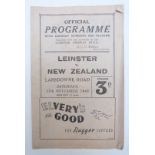 Leinster v New Zealand at Lansdowne Road, November 1945 Rugby programme