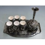 Persian enamelled wine set on tray, H20.5cm