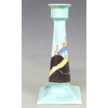 Clarice Cliff for Newport Pottery Inspiration Bizarre candlestick decorated in the Caprice