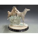 Nao figure group of two horses, H29cm