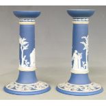 Pair of Wedgwood Jasperware candlesticks, H19cm