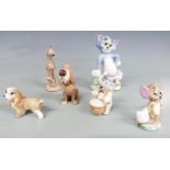 Beswick large Basset Hound, Wade Disney and hat box figures