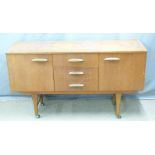 Retro / mid century modern small teak sideboard, possibly McIntosh, W135 x D41 x H79cm