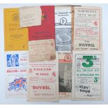 Eight Rugby programmes from WW2 1940-1946, most England v Scotland, Wales, Irish XV, a 1942-1945