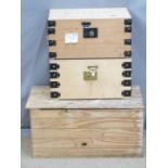 Pine blanket box or trunk, W73 x D38 x H36cm