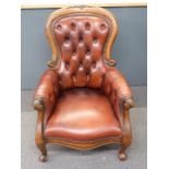 Red Chesterfield style arm chair