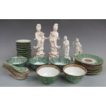 Four Chinese blanc de chine figures of Guanyin, tallest 25cm, and a quantity of early 20thC