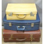 Four pieces of vintage luggage including graduated cases