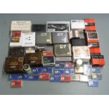 A large collection of vintage stereo cartridges, styluses, Garrard pressure gauge and accessories