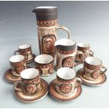 Briglin studio pottery coffee set, height of coffee pot 26cm