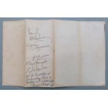 A set of Beatles autographs comprising Paul McCartney, George Harrison, Ringo Starr and John Lennon,