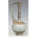 Islamic style earthenware ewer impressed 912 to base, H23cm