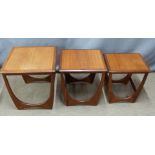 G Plan retro / mid century modern nest of three teak tables, W50 x D50 x H50cm