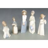 Five Nao figures, Mason's clock, Aynsley cabinet cup and saucer etc, tallest 24cm