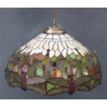 A large glass Tiffany style centre light shade, 50cm in diameter, unused in original box.