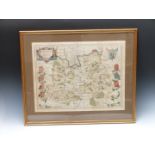 Joan Blean 17thC map of Surrey, 41 x 53cm