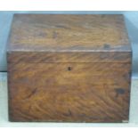 Stained elm/pine twin handled chest, W59 x D55 x H38cm