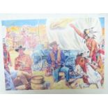 Two Walt Howarth signed limited edition original artwork prints Wagon Train 13 of 15 and Rain In The