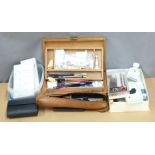 Artist's materials including Winsor and Newton artist's box, brushes and accessories