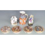 Four Prattware pot lids including The Seven Ages of Man, The Times and Uncle Toby, Mason's