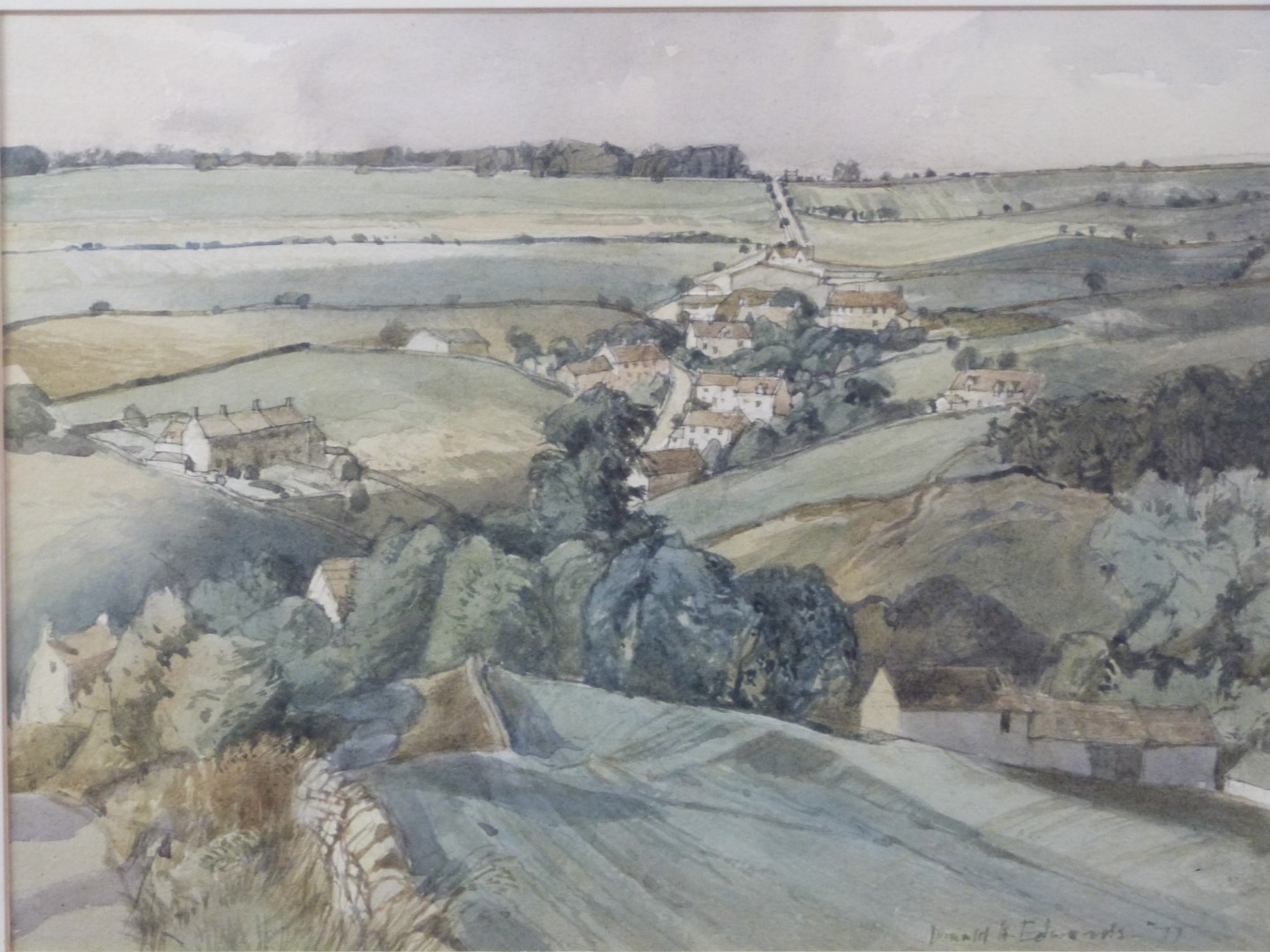 Donald H Edwards (British, 20thC) two watercolours, one Cotswold village scene the other a harbour