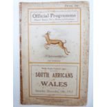 South Africans v Wales 1912 Rugby programme, Springboks interest