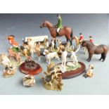 A collection of hunting, horse and dog figures including limited edition The Hunt by Best of Breed