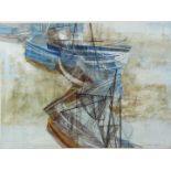 Frederick Donald Blake (Scottish RI 1908-1997) abstract watercolour of sailing boats, signed lower