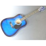 Alba acoustic guitar No. WG-450BBS1, in blue lacquered finish and metal tuning pegs, in soft grey '