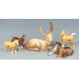 Beswick horses, foals and deer, including Dartmoor pony, palomino etc, tallest 19cm