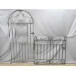 Two wrought iron gates. W113 x H103cm and W82 x H185cm