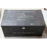 Vintage travelling trunk, named to front 710 W O Saunders RE, W68 x D41 x H29cm