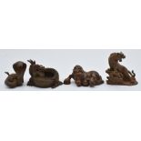 Four Japanese bronzes, a dragon, tiger, horse and snake, all marked to base, largest 5.8 x 6cm