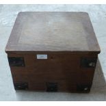 Small metal bound travelling trunk, W35 x D32 x H24cm