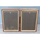 A pair of retro/vintage Akai SW-130 stereo speakers, W42 x D31 x H57cm