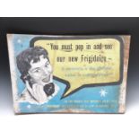 Vintage or retro Frigidaire advertising sign, 46 x 73cm