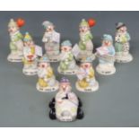 Ten Beswick Little Lovables clown figures including two "God Loves Me", one in a different