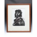 WITHDRAWN Adrian Boot limited edition black and white photographic print of Bob Marley, 40 x 30cm