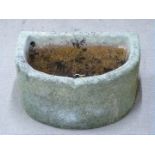D end reconstructed stone trough, W53 x D44 x H5cm together with a terracotta bowl